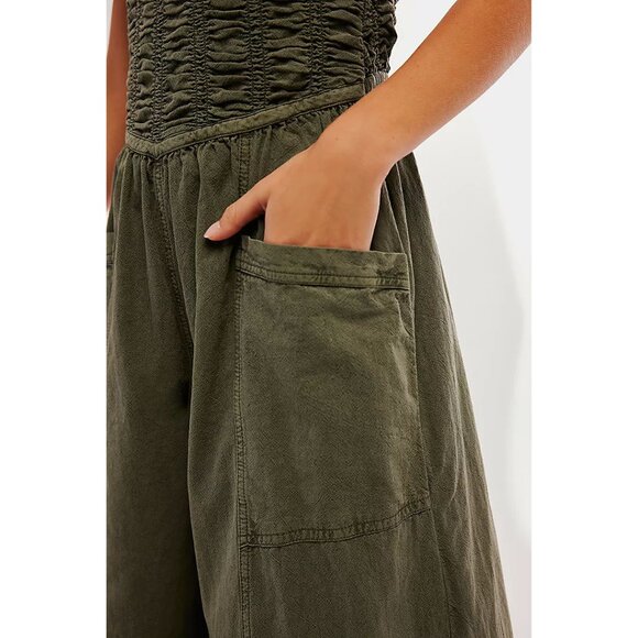 FREE PEOPLE Forever And Always Ruched One Piece / Dried Basil - Picture 4 of 10